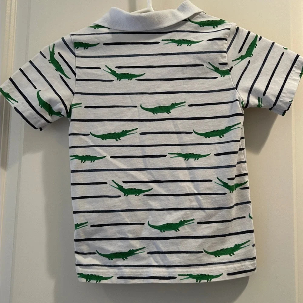 Gymboree alligator print striped Polo 1/4 button shirt short sleeve kids Size 4T